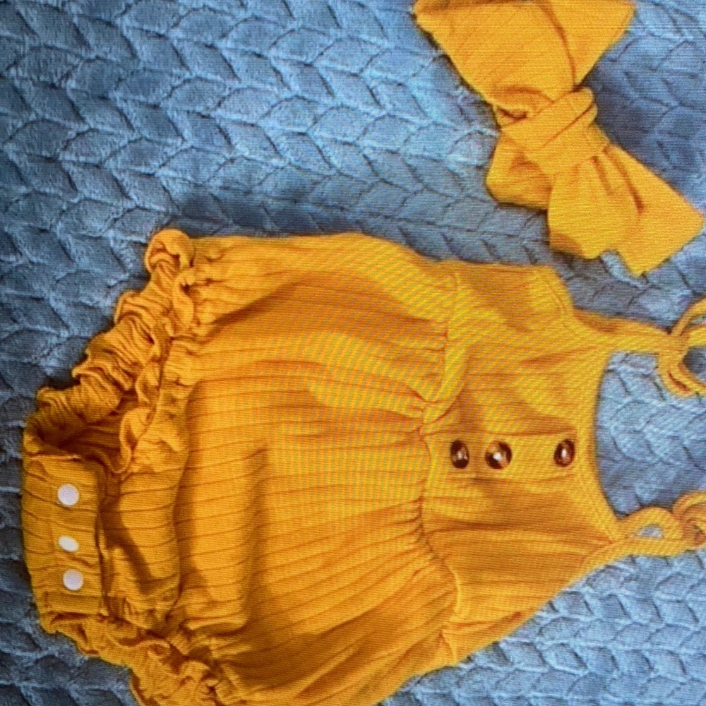 Yellow Romper with headband Tie